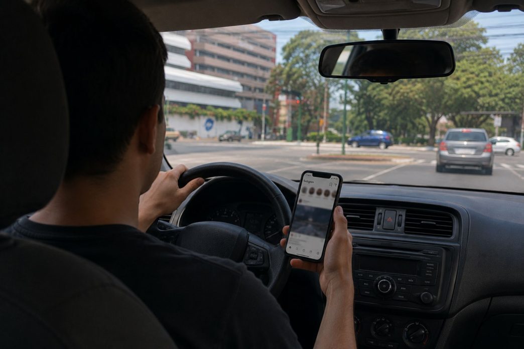 El uso del celular mientras se conduce continúa siendo una de las principales distracciones al volante y aumenta el riesgo de accidentes de tránsito. (Foto: Jordy Jiménez / AUN)