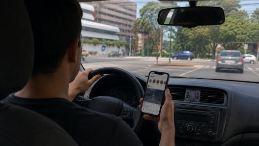 El uso del celular mientras se conduce continúa siendo una de las principales distracciones al volante y aumenta el riesgo de accidentes de tránsito. (Foto: Jordy Jiménez / AUN)