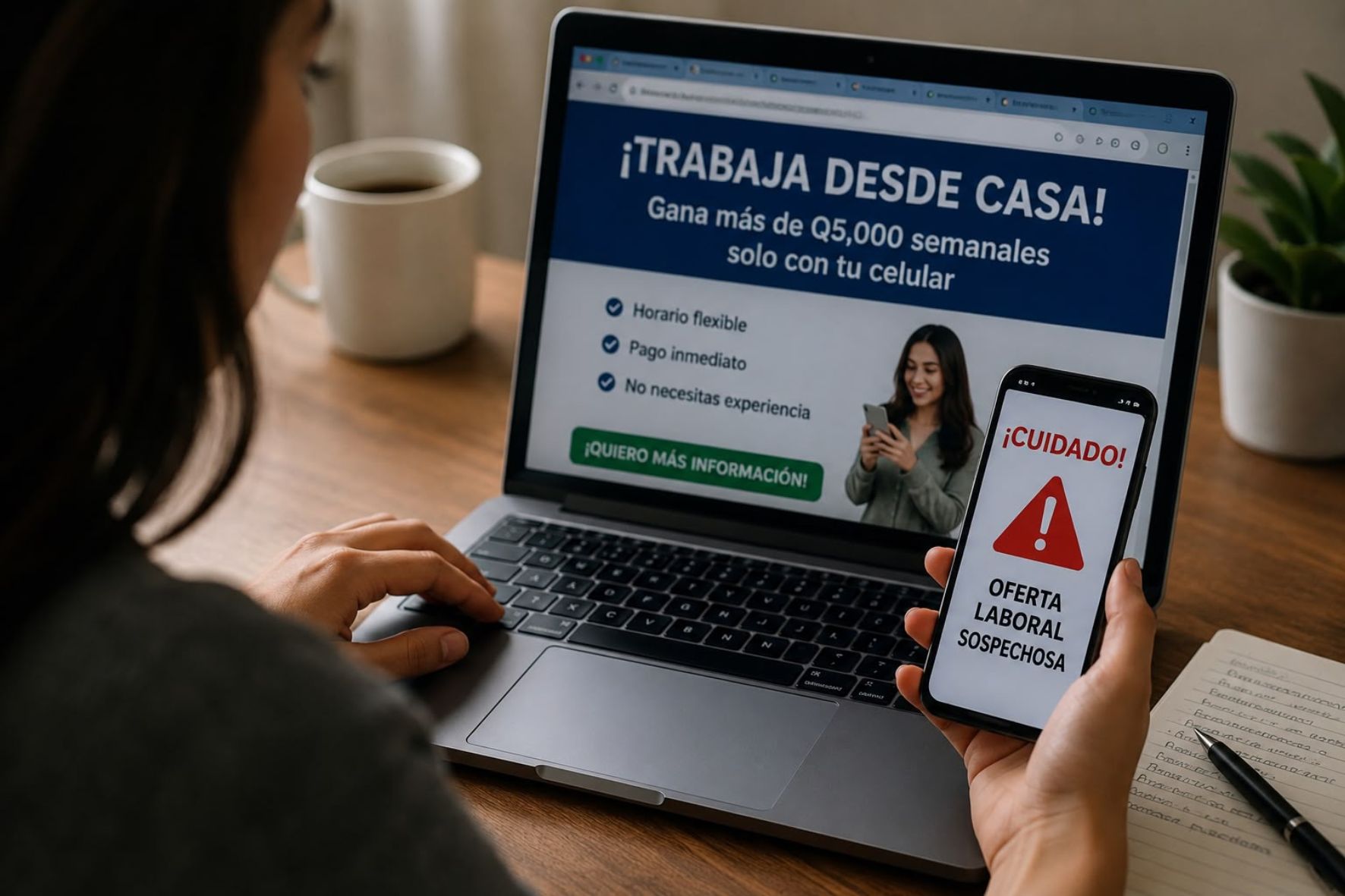 Las falsas ofertas de empleo también pueden utilizarse para captar víctimas de trata de personas, explotación laboral y otras formas de privación de libertad. (Foto: GEMINI / AUN)