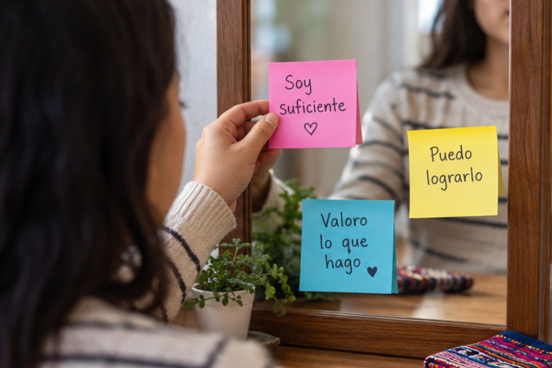 Evitar las comparaciones y mantener un diálogo interno positivo contribuye a desarrollar una autoestima saludable y mayor confianza en uno mismo. (Foto: GEMINI / AUN)
